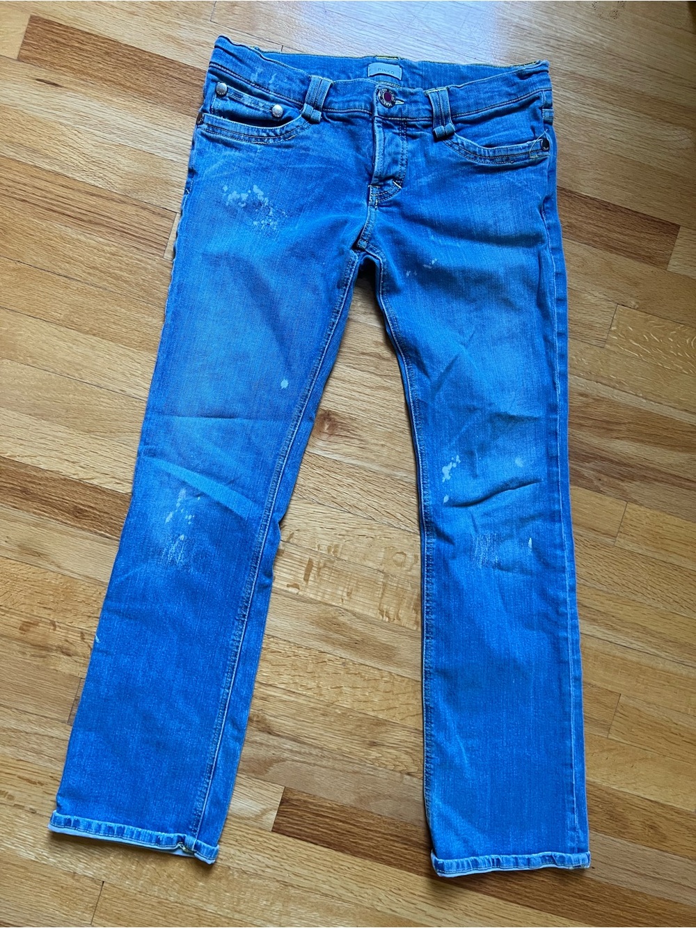 PINKO Distressed Blue Denim Boot Cut Jeans with stretch *Very Worn* Y2K